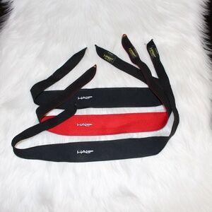 3 Halo Headband Tie Sweatband - black and red